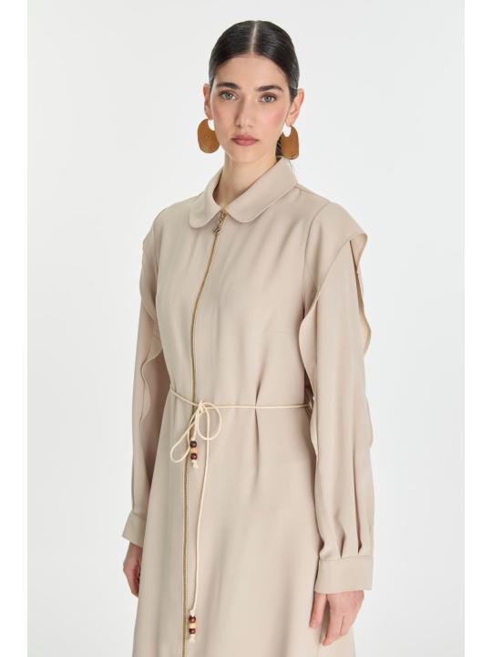 Tunique zippée à col chemise avec cordon de serrage GÇ-0274