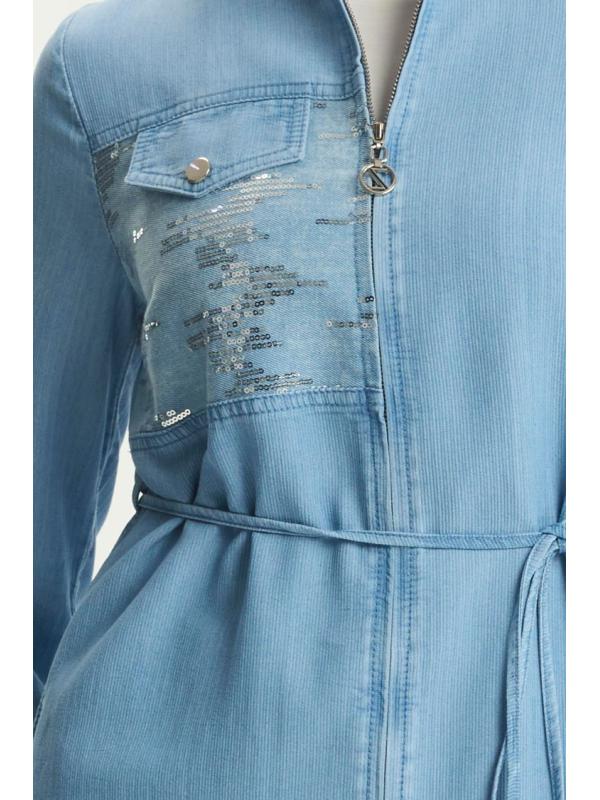 Robe bleue ceinturée zippée GÇ-0282