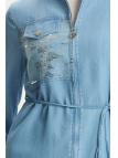 Robe bleue ceinturée zippée GÇ-0282