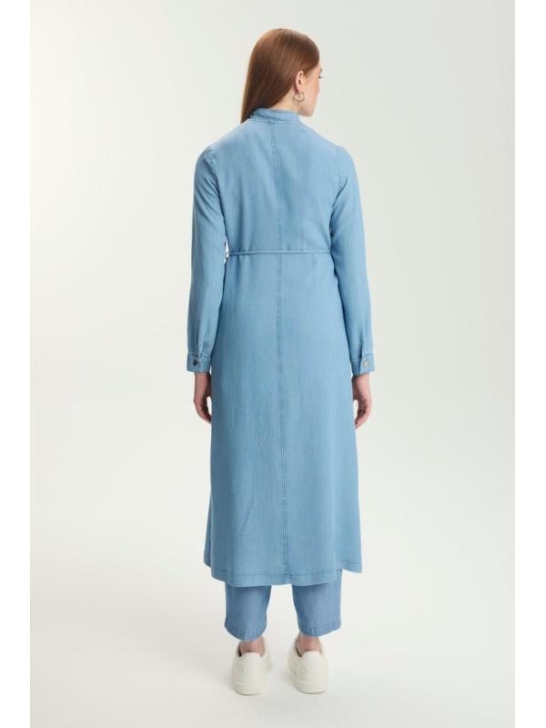 Robe bleue ceinturée zippée GÇ-0282