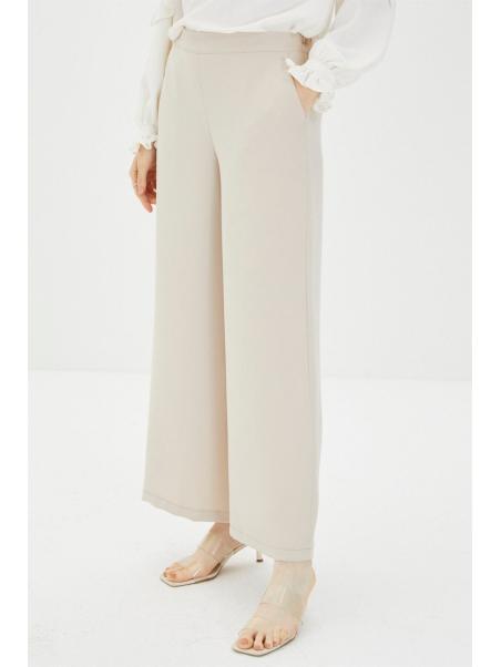 Pantalon large avec doublure légère en mousseline de soie P-0013