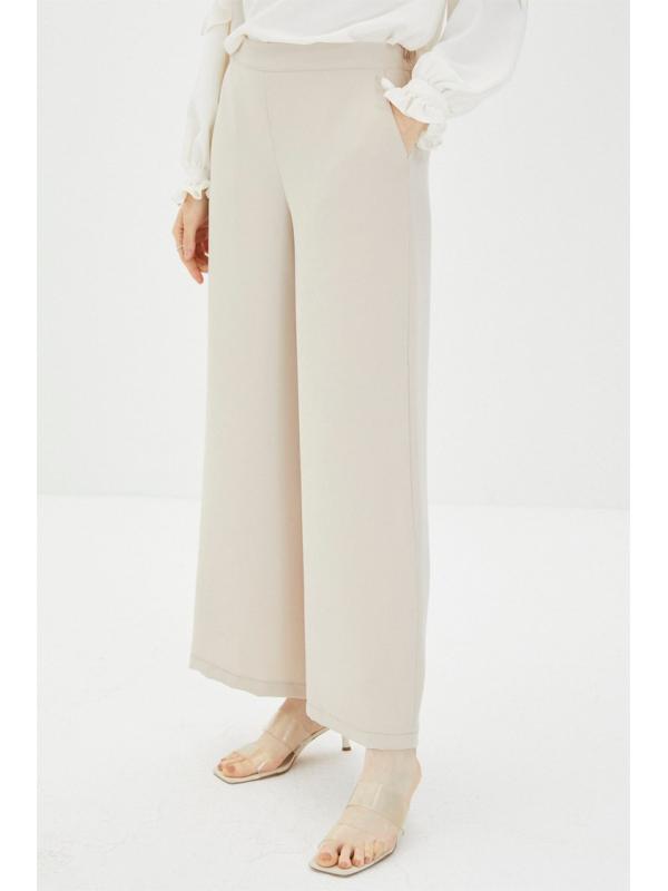 Pantalon large avec doublure légère en mousseline de soie P-0013
