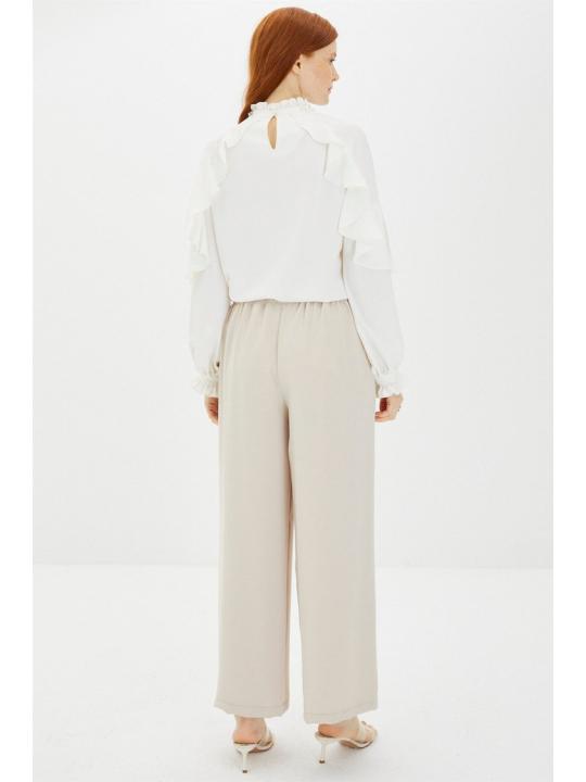 Pantalon large avec doublure légère en mousseline de soie P-0013