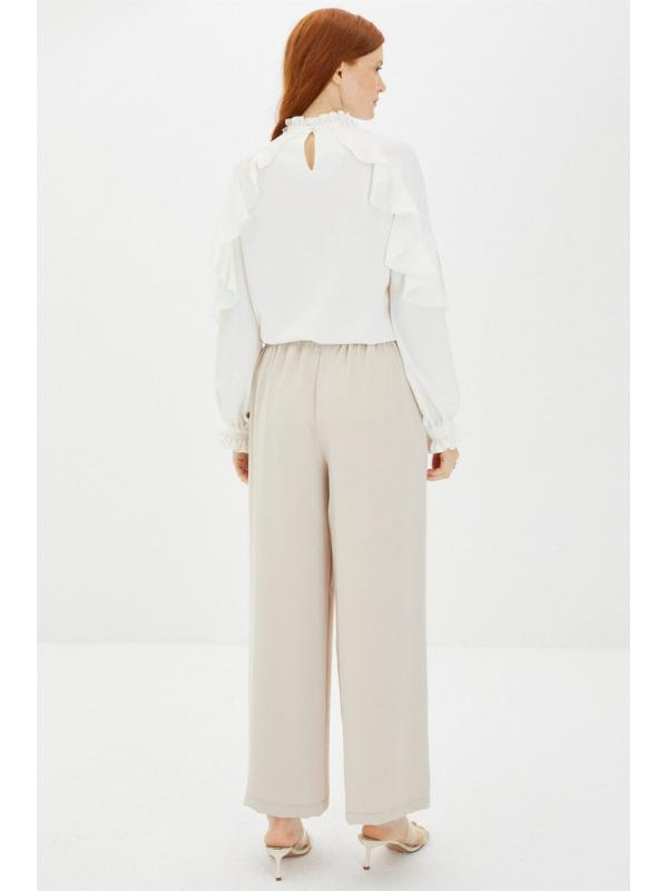 Pantalon large avec doublure légère en mousseline de soie P-0013