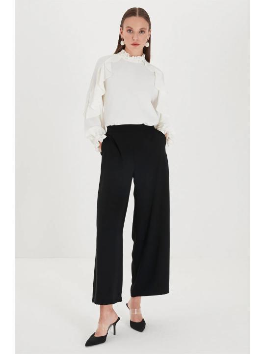 Pantalon large avec doublure légère en mousseline de soie P-0013