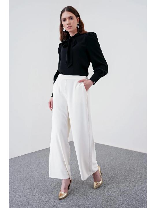 Pantalon large avec doublure légère en mousseline de soie P-0013