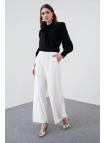 Pantalon large avec doublure légère en mousseline de soie P-0013