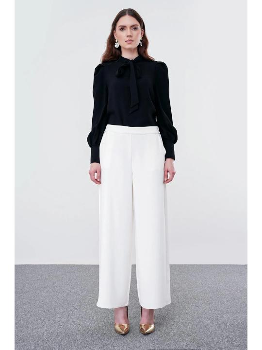 Pantalon large avec doublure légère en mousseline de soie P-0013