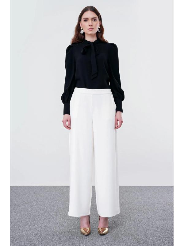 Pantalon large avec doublure légère en mousseline de soie P-0013