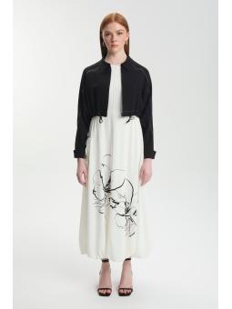 Veste habillée à motifs floraux noir/écru Double Set TK-1599