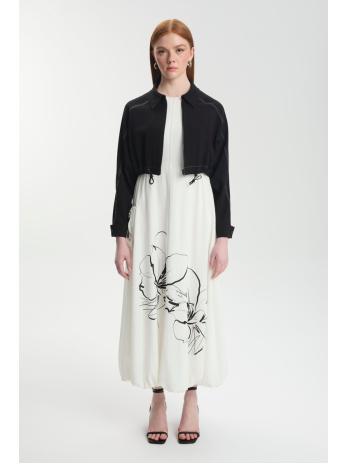 Veste habillée à motifs floraux noir/écru Double Set TK-1599