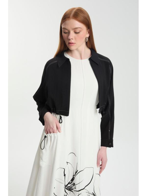 Veste habillée à motifs floraux noir/écru Double Set TK-1599