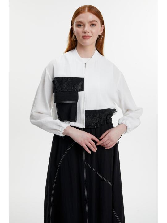 Veste jupe Écru/Noir Double Set TK-1616