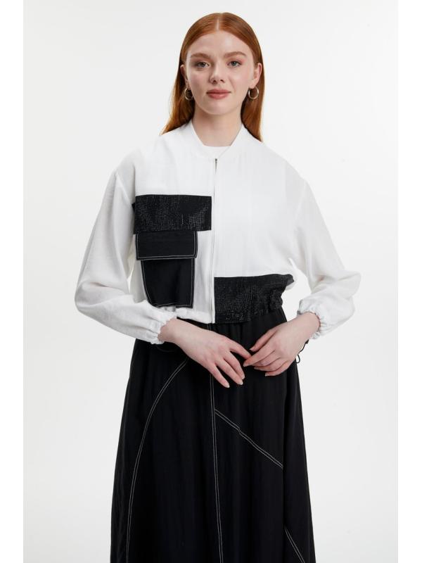 Veste jupe Écru/Noir Double Set TK-1616
