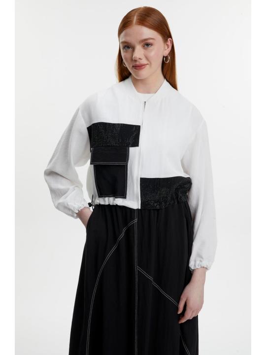 Veste jupe Écru/Noir Double Set TK-1616