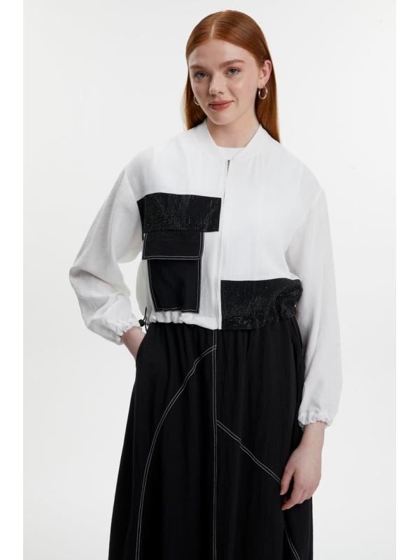 Veste jupe Écru/Noir Double Set TK-1616