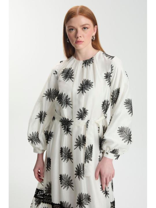 Robe ceinturée à motifs E-0494