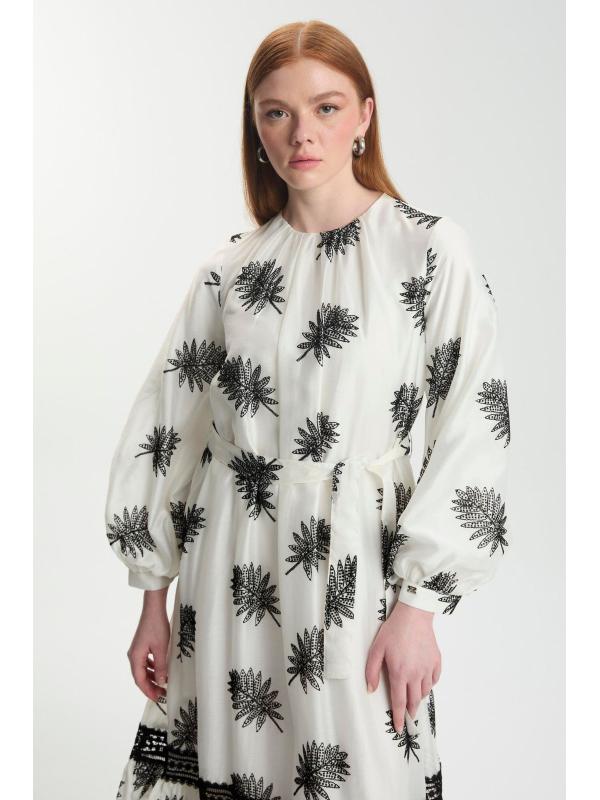 Robe ceinturée à motifs E-0494