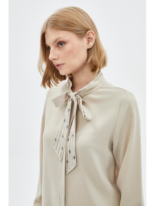 Chemise à manches longues à col noeud G-0088