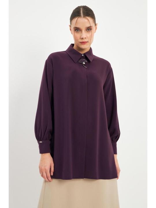 Chemise à boutons dissimulés détaillés Broach G-0092 Chemise à boutons dissimulés détaillés Broach G-0092