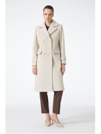 Manteau long beige à double boutonnage 13570