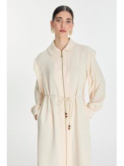 Tunique zippée à col chemise avec cordon de serrage GÇ-0274