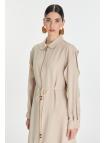 Tunique zippée à col chemise avec cordon de serrage GÇ-0274 Tunique zippée à col chemise avec cordon de serrage GÇ-0274