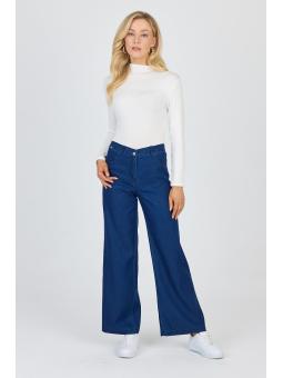 Pantalon large en denim bleu marine P-0136
