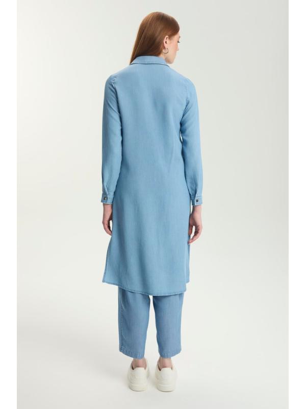 Tunique longue en denim à motifs T-1556 Tunique longue en denim à motifs T-1556