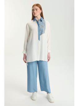 Tunique Écrue Brodée Florale T-1559