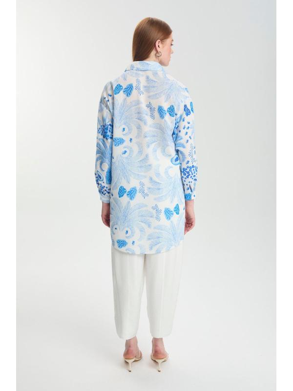 Tunique à motifs avec dentelle détaillée sur le devant T-1570