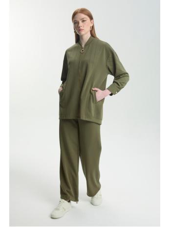 Ensemble de la pierre zippé en vert kaki détaillé Double Set TK-1456
