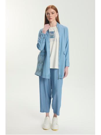 Ensemble veste en jean coupe décontractée bleu clair et t-shirt imprimé TK-1577
