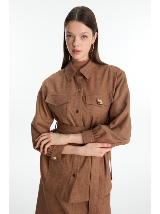 Veste détaillée ceinturée  C-0158 Veste détaillée ceinturée  C-0158
