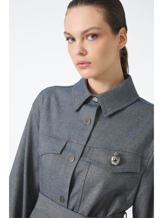 Veste détaillée ceinturée  C-0158 Veste détaillée ceinturée  C-0158
