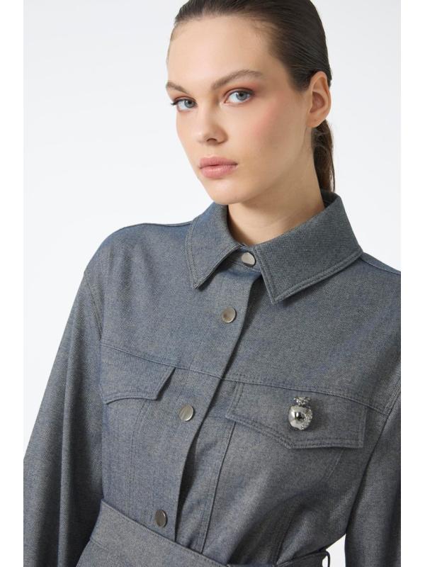 Veste détaillée ceinturée  C-0158 Veste détaillée ceinturée  C-0158