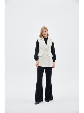 Ensemble trois pieces en tweed texturé écru boutonné TK-1387