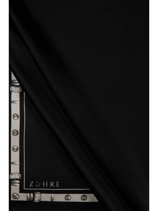 Foulard en soie sergé détaillé bord V26 0104 Foulard en soie sergé détaillé bord V26 0104