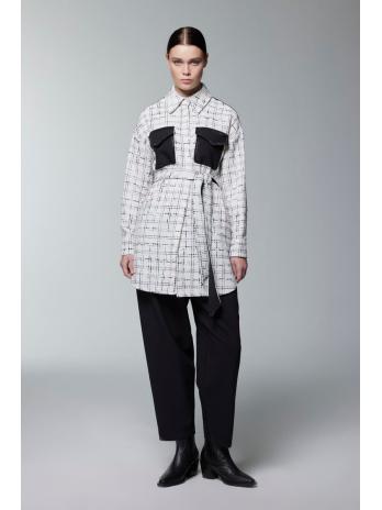 Costume double ceinturé à motifs en tweed TK-1704