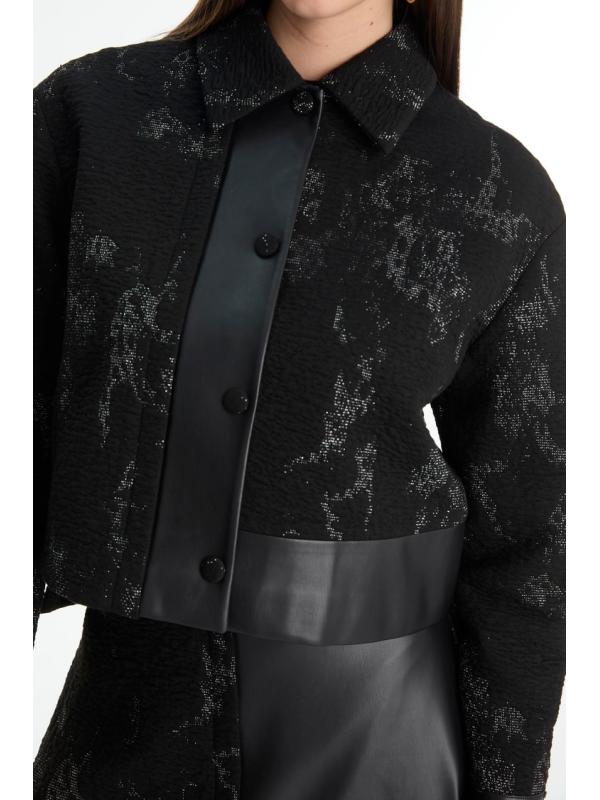 Combinaison double à motifs jacquard avec détail en cuir TK-1657 Combinaison double à motifs jacquard avec détail en cuir TK-1657