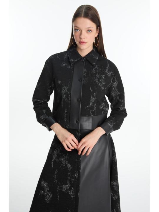 Combinaison double à motifs jacquard avec détail en cuir TK-1657 Combinaison double à motifs jacquard avec détail en cuir TK-1657