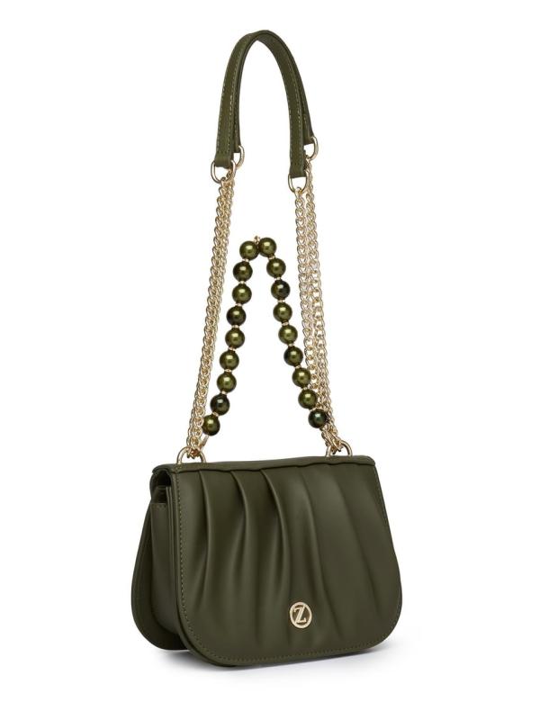 Sac à main et à bandoulière  avec bandoulière en chaîne et détail de perle Z0030 Sac à main et à bandoulière  avec bandoulière en chaîne et détail de perle Z0030