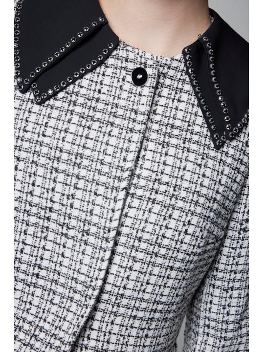 Col Détail Veste Robe Écru Set TK-1641 Col Détail Veste Robe Écru Set TK-1641