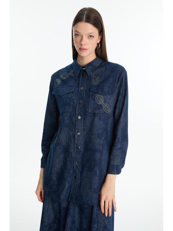 Chemise  à motifs avec poche détaillées G-0117 Chemise  à motifs avec poche détaillées G-0117