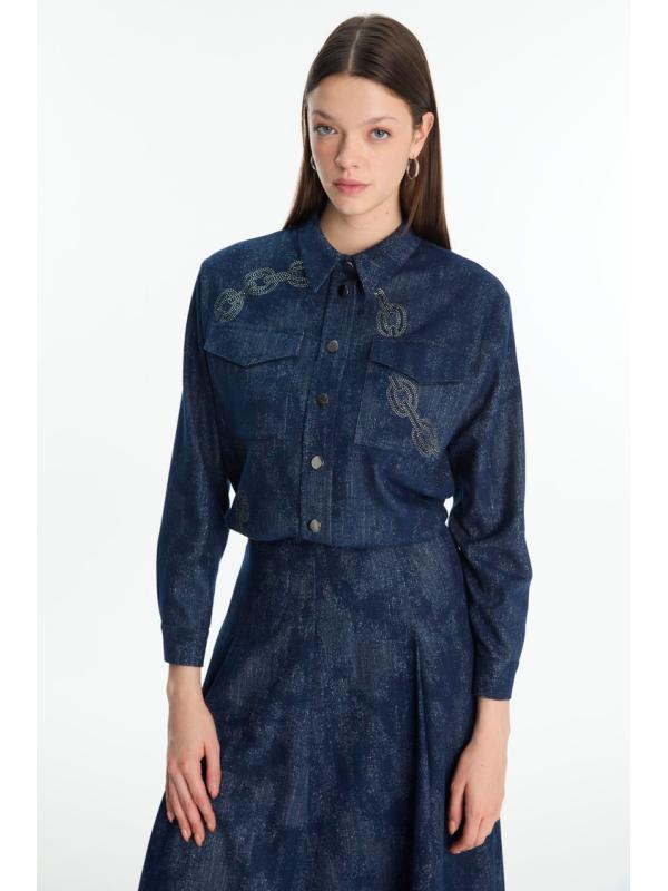 Chemise  à motifs avec poche détaillées G-0117 Chemise  à motifs avec poche détaillées G-0117