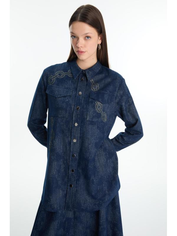 Chemise  à motifs avec poche détaillées G-0117 Chemise  à motifs avec poche détaillées G-0117