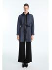 Veste à motifs ceinturée bleu marine C-0178 Veste à motifs ceinturée bleu marine C-0178