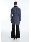 Veste à motifs ceinturée bleu marine C-0178 Veste à motifs ceinturée bleu marine C-0178