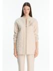 Veste matelassée à motifs zippés vanille C-0150 Veste matelassée à motifs zippés vanille C-0150