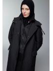 Manteau noir à capuche à motifs 13856 Manteau noir à capuche à motifs 13856
